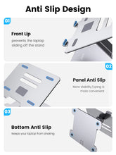 4 Port USB3.0 Foldable Laptop Stand Aluminum Notebook Riser Desktop Laptop Cooling Stand for Macbook Dell