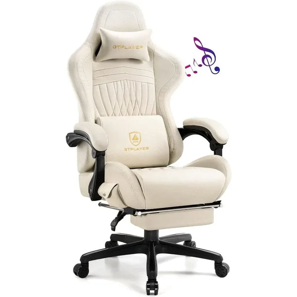 GTPR Gaming Chair, Computer Chair with Footrest and Bluetooth Speakers, High Back Ergonomic Gaming Chair, Reclining Gaming Chair