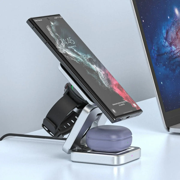 Evolved Chargers 3-in-1 Foldable Wireless Charger for Apple & Samsung - Digitxe Electronics Samsung / Not Included