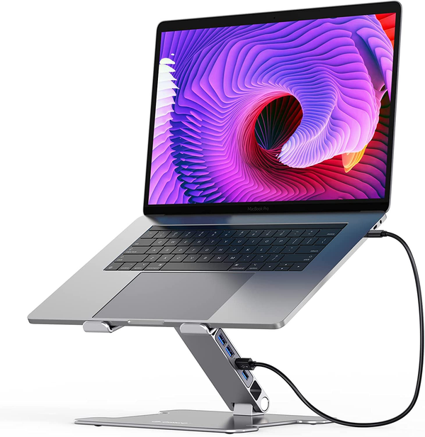 ORICO Adjustable Laptop Stand with 4 Port USB 3.0 Hub (Aluminum)