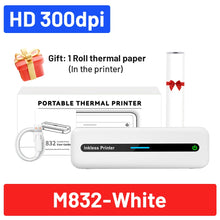 Portable Printer Wireless for Travel 300DPI Thermal Inkless Bluetooth Mobile Printer Compatible with Android Ios Phone & Laptops